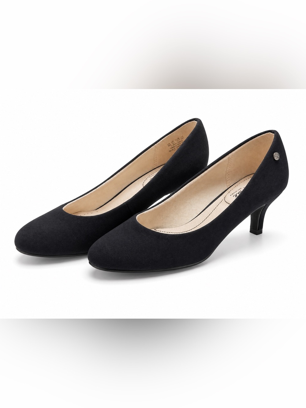 Life Stride Black Low Kitten Heel Pumps